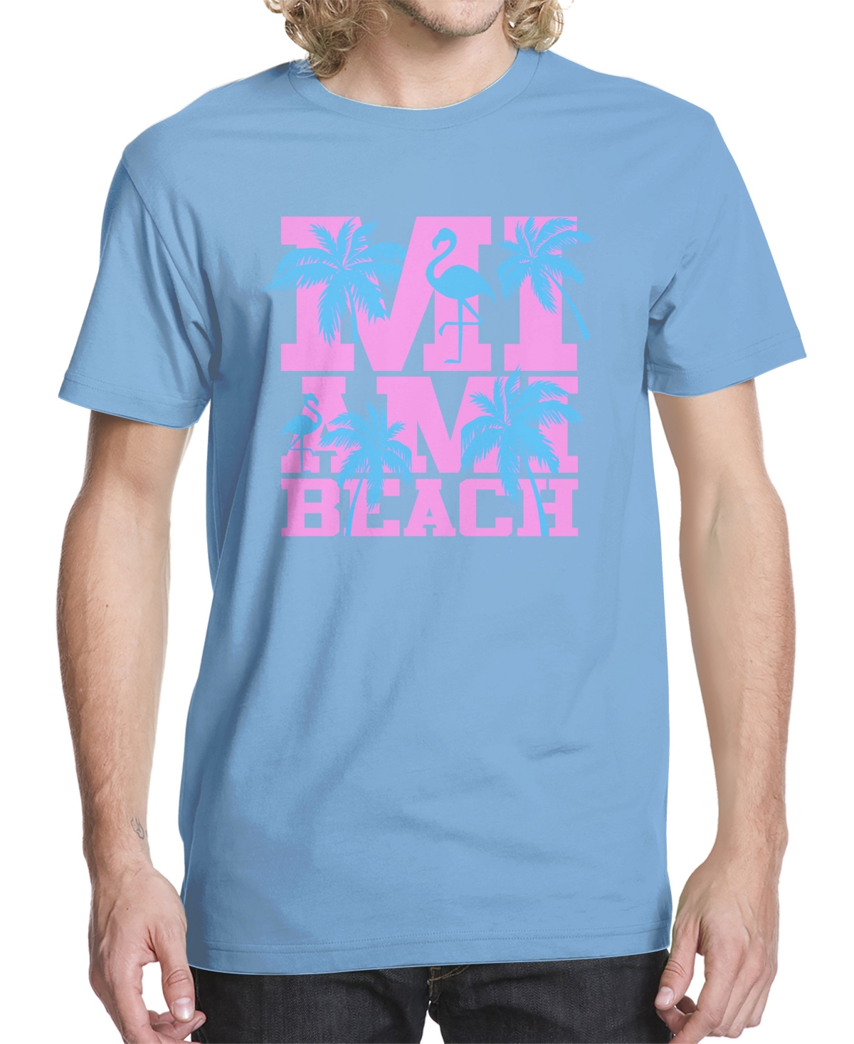 Men's Miami Beach Graphic T-shirt - Light Blue