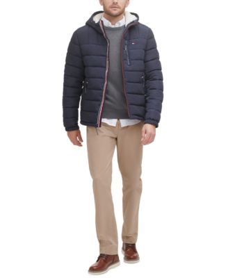 Men's  Sherpa Lined Hooded Quilted Puffer Jacket