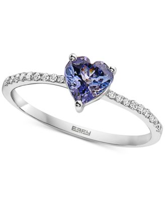 EFFY® Tanzanite (5/8 ct. t.w.) & Diamond (1/10 ct. t.w.) Heart Ring in Sterling Silver