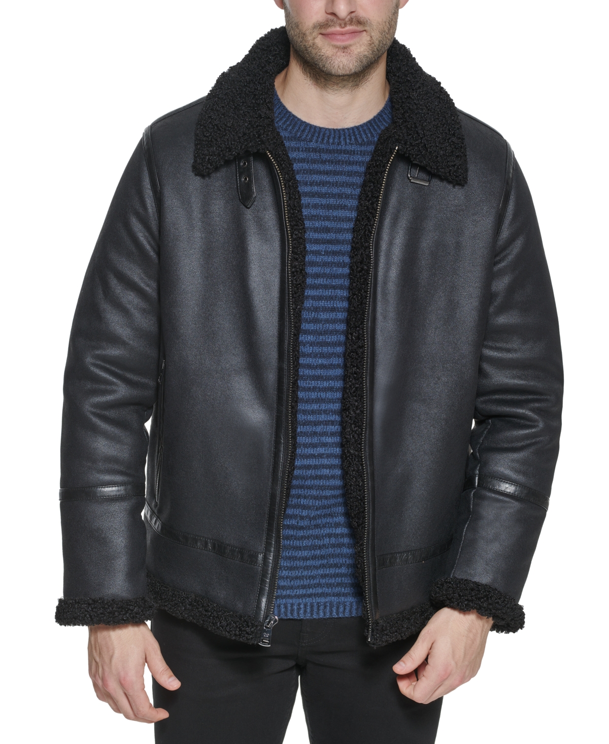 Calvin klein faux shearling moto jacket shop