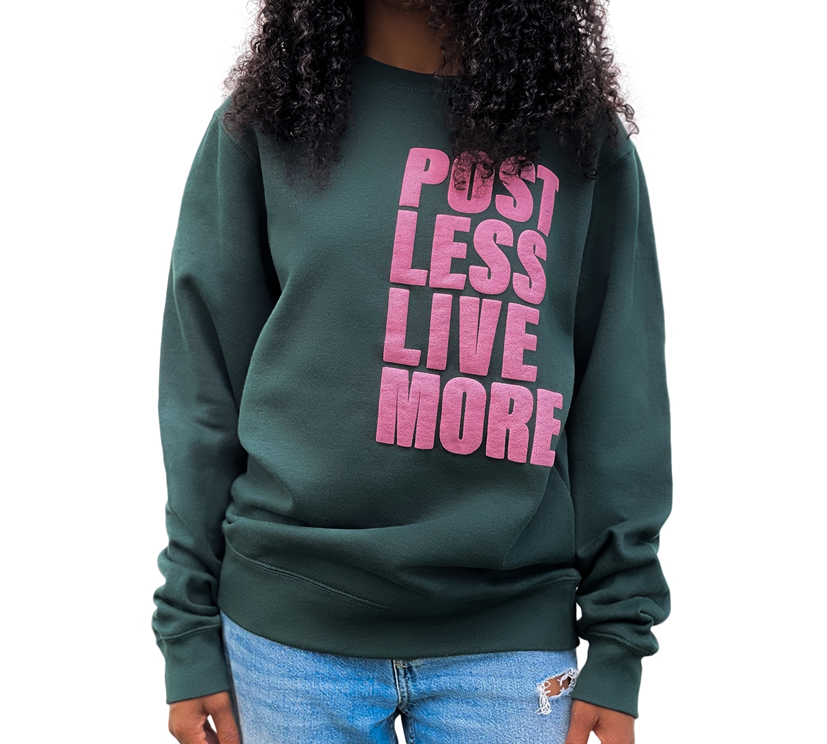 Cool Creative Post Less Live More Crewneck Sweatshirt