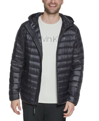 Calvin Klein Men's Hooded Windbreaker, Black, Small at  Men's  Clothing store