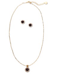 Gold-Tone Crystal Halo Pendant Necklace & Stud Earrings Set, Created for Macy's