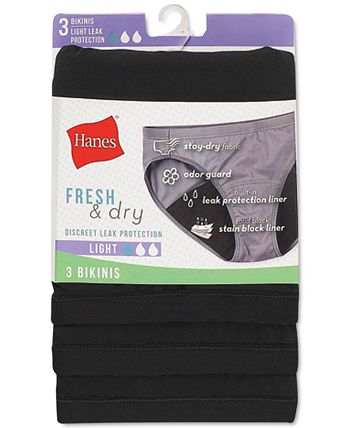Hanes Comfort, Women's Period Underwear, Moderate Leaks Protection,  Washable Hipster Panties, 3-Pack