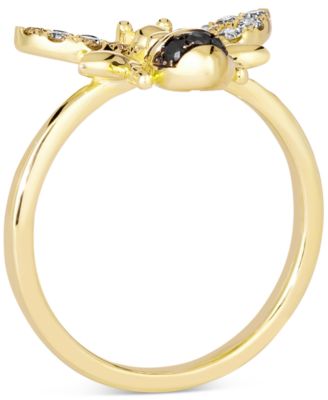 Nude Diamond (1/5 ct. t.w.) & Blackberry Diamond (1/10 ct. t.w.) Bee Ring in 14k Gold