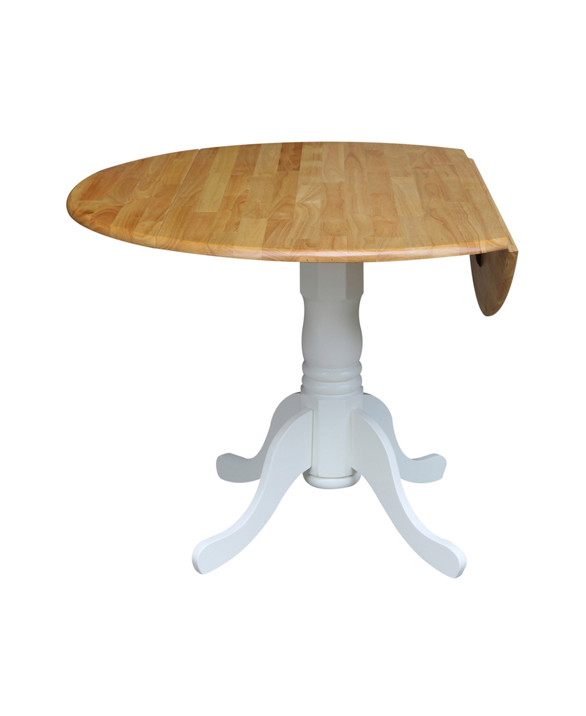 Dual Drop Leaf Table with 4 Ladder Back Dining Chairs - 5 Piece Dining Set - White and Natural Table, White Chairs