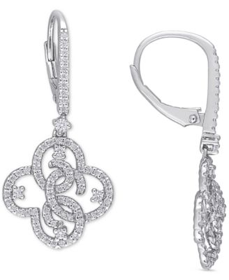 Macy's - Lab-Created Moissanite Quatrefoil Leverback Drop Earrings (1 ct. t.w.) in Sterling Silver