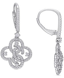 Lab-Created Moissanite Quatrefoil Leverback Drop Earrings (1 ct. t.w.) in Sterling Silver