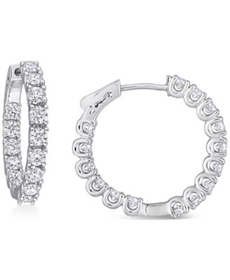 Macy's - Lab-Grown Moissanite In & Out Small Hoop Earrings (3 ct. t.w.) in Sterling Silver, 1"