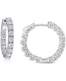 Lab-Created Moissanite In & Out Small Hoop Earrings (3 ct. t.w.) in Sterling Silver, 1"