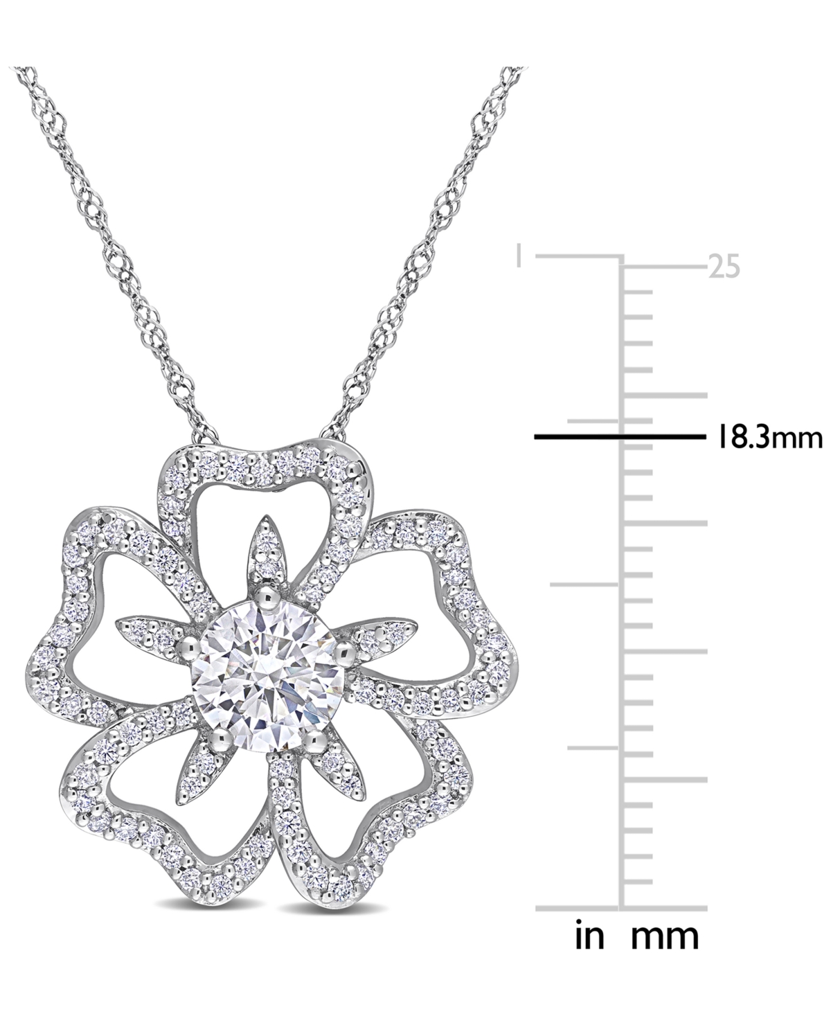 Lab-GrownOpenwork Flower Pendant Necklace (1-1/10 ct. t.w.) in Sterling Silver - Moissanite