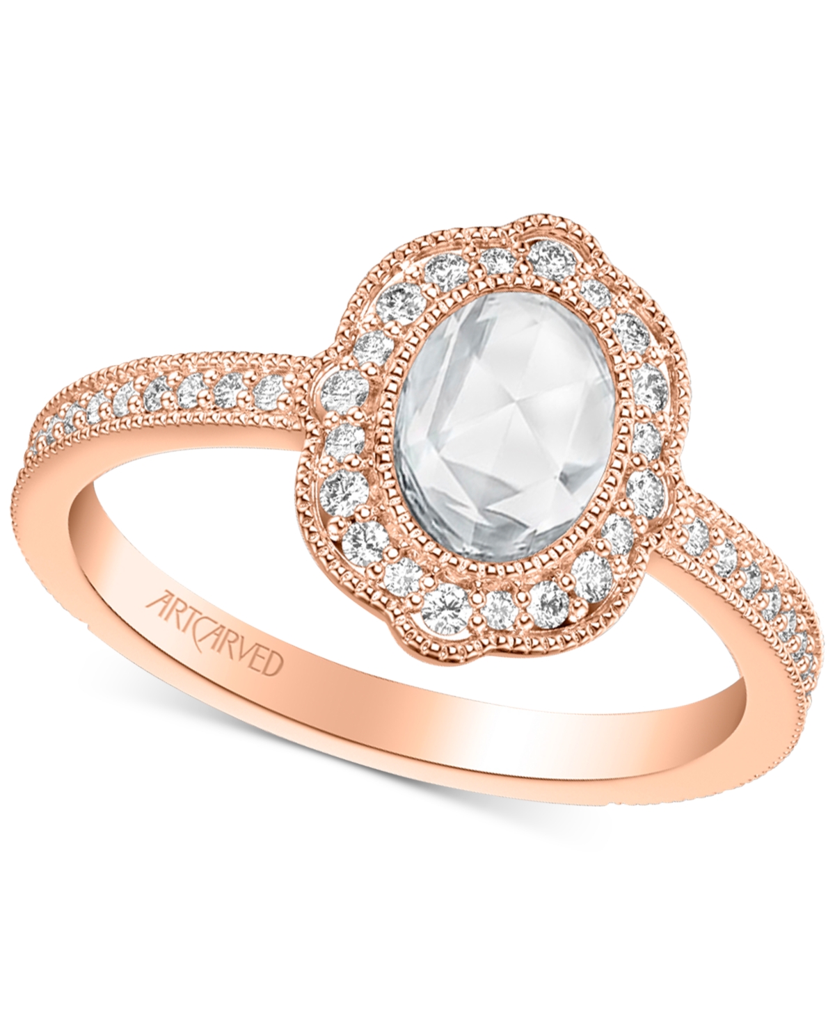 Artcarved Art Carved Diamond Oval Rose-Cut Engagement Ring (3/4 ct. t.w.) in 14k White, Yellow or Rose Gold