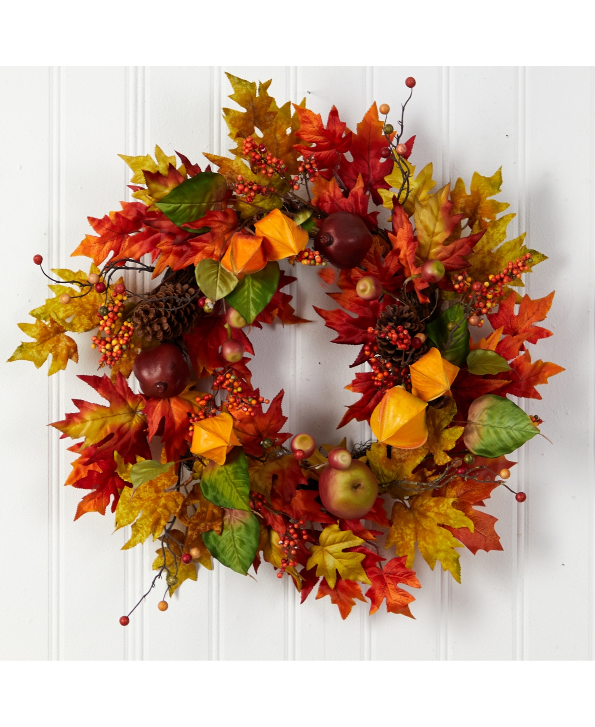 Autumn Maple Leaf and Berries Fall Artificial Wreath