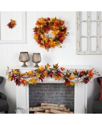 6' Autumn Maple Leaf and Berry Fall Garland