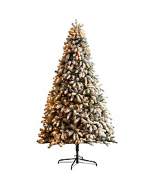 Flocked South Carolina Spruce Artificial Christmas Tree with 850 Clear Lights and 2329 Bendable Branches, 9'