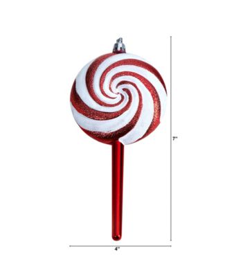 Candy Cane Lollipop 4 Piece Holiday Deluxe Christmas Shatterproof Ornament Set, 7'