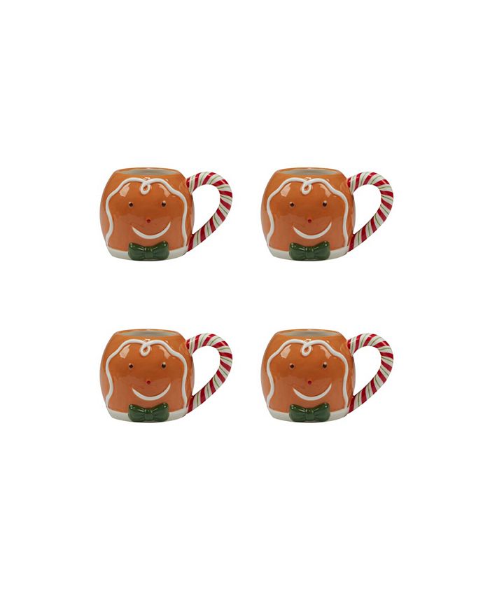 Certified International Holiday Magic Gingerbread Set Of 4 3-D Mug