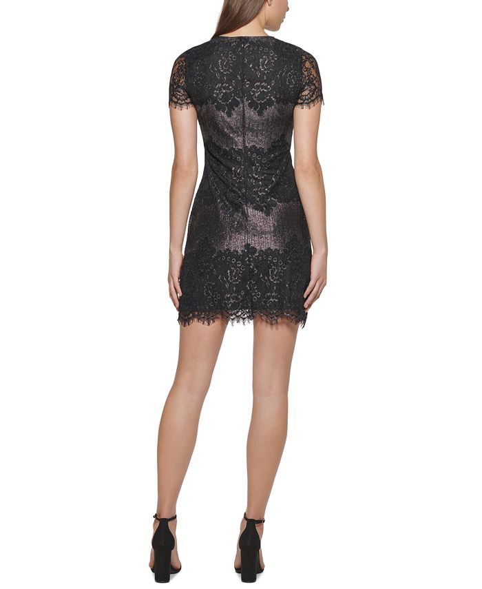 kensie Lace Shimmer Mini Dress - Macy's