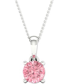 Lab-Created Pink Diamond Solitaire 18" Pendant Necklace (1/3 ct. t.w.) in Sterling Silver