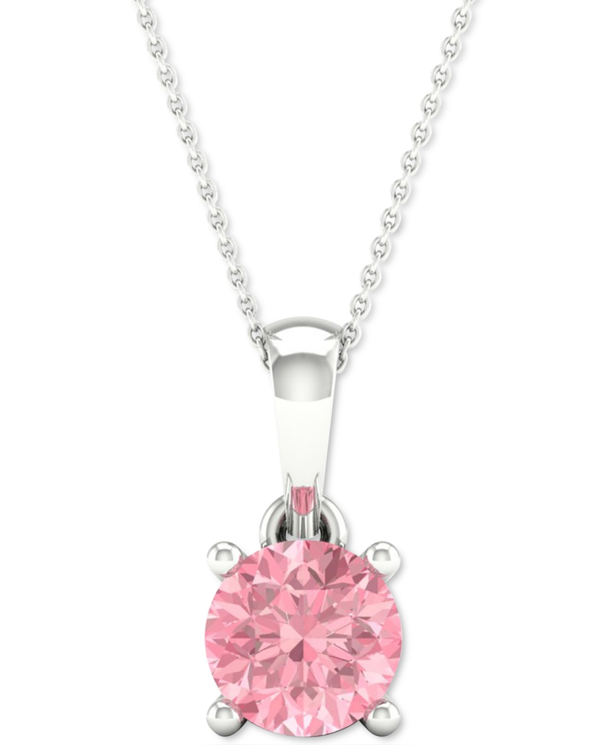 Lab-Created Pink Diamond Solitaire 18" Pendant Necklace (1/3 ct. t.w.) in Sterling Silver - Sterling Silver