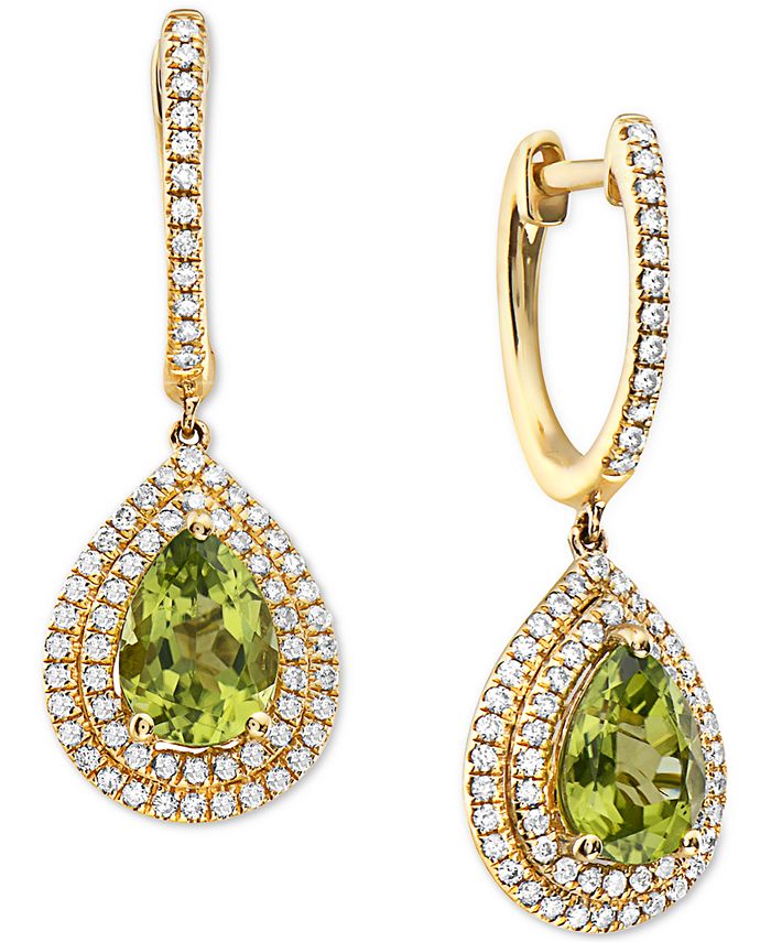 EFFY Collection - Peridot (1-1/2 ct. t.w.) & Diamond (3/8 ct. t.w.) Drop Earrings in 14k Gold