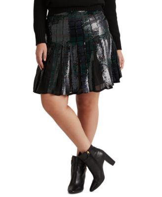 black sequin pleated skirt