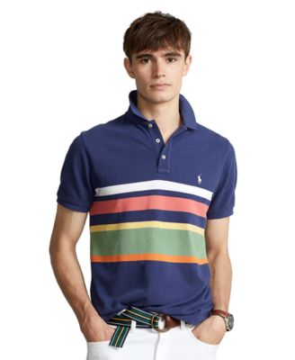 striped mesh polo