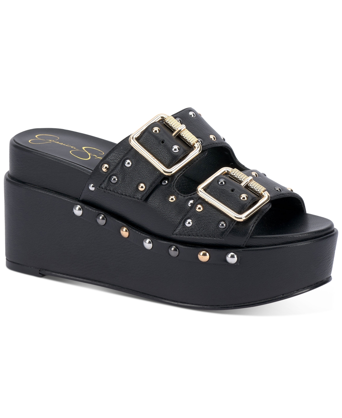 Jessica Simpson Women's Cyriss Slipon Doublebuckle Studded Platform