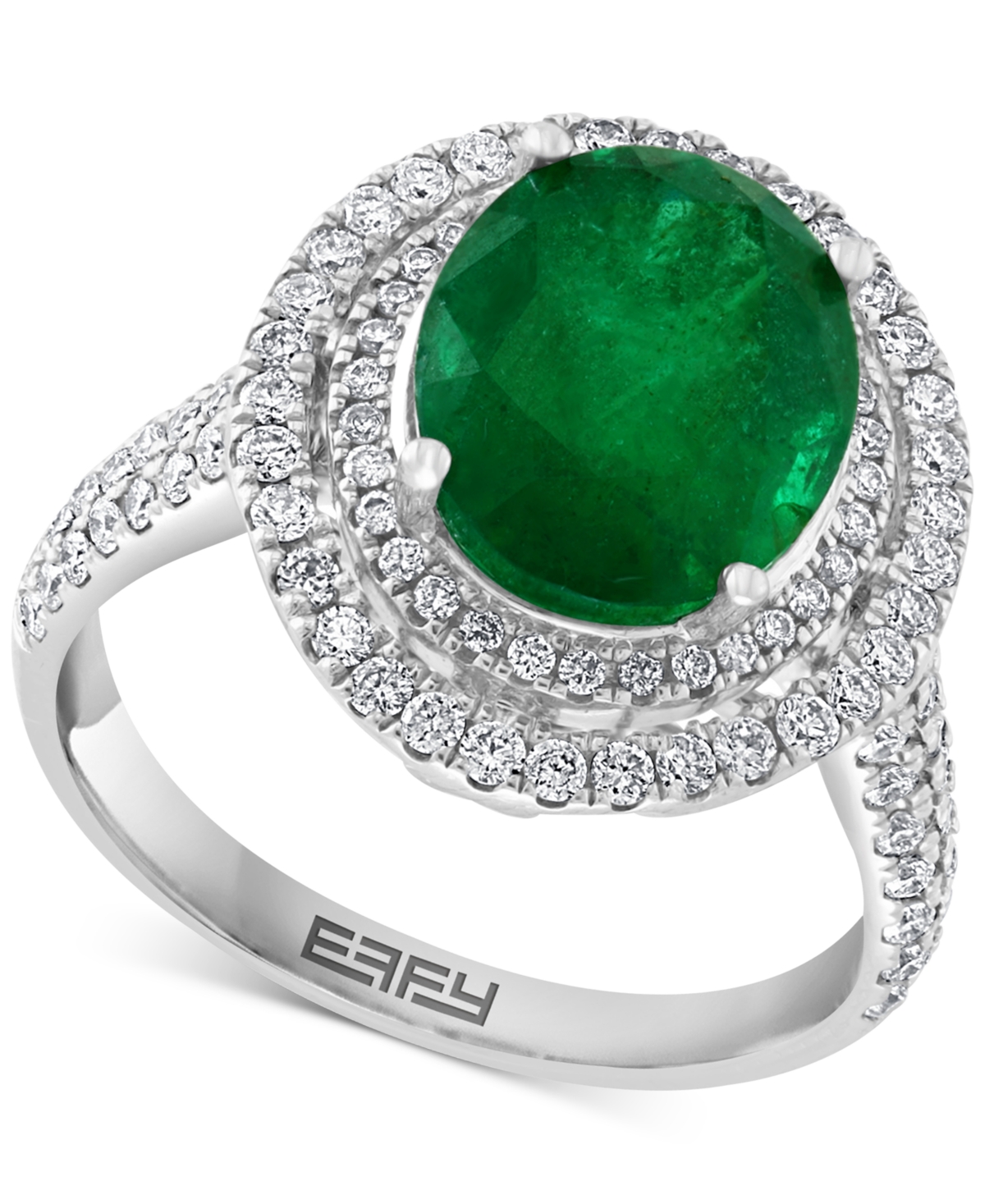 Effy Collection Effy Emerald (2-1/2 ct. t.w.) & Diamond (5/8 ct. t.w.) Ring in 14k White Gold