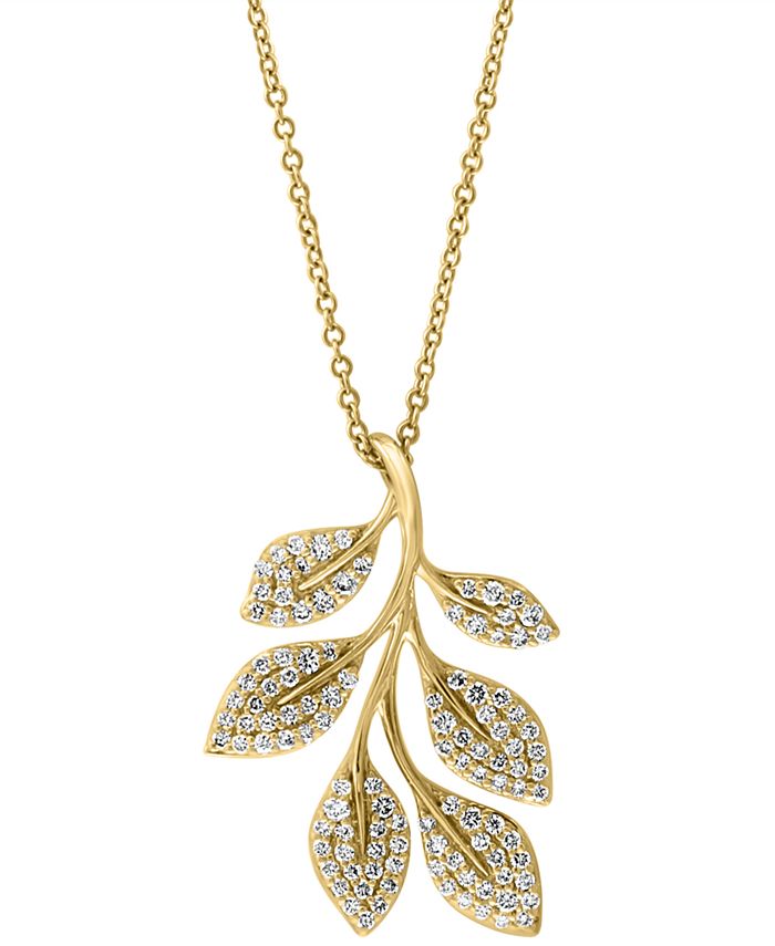 EFFY Collection - Diamond Leaf 18" Pendant Necklace (5/8 ct. t.w.) in 14k Gold