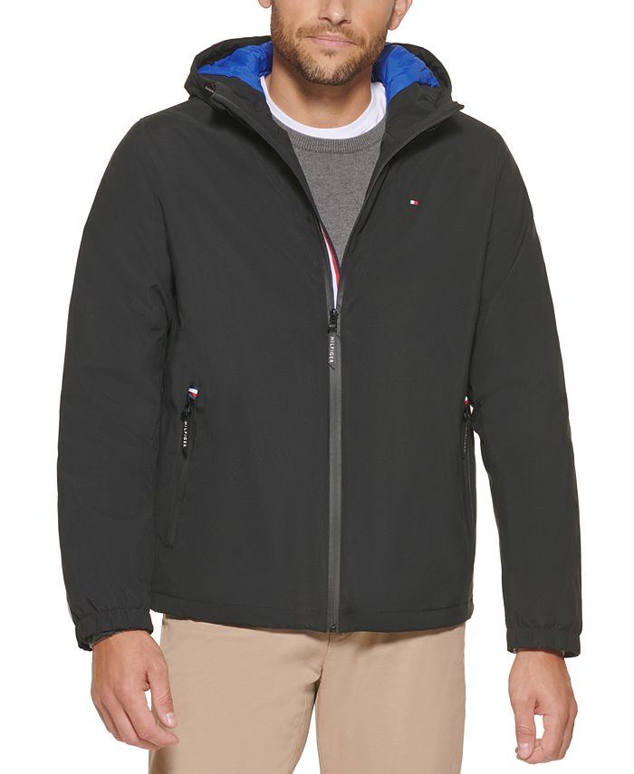Tommy Hilfiger mens Nylon Two Pocket Hooded Puffer Jacket 