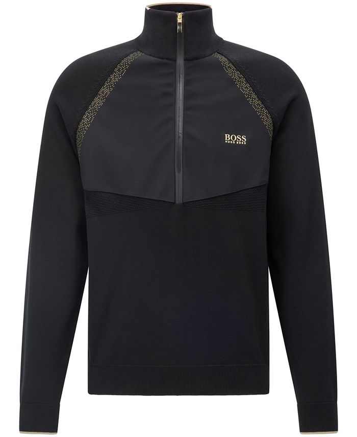 Hugo Boss BOSS Men's Hybrid Zip Logo Sweater & Reviews Hugo Boss