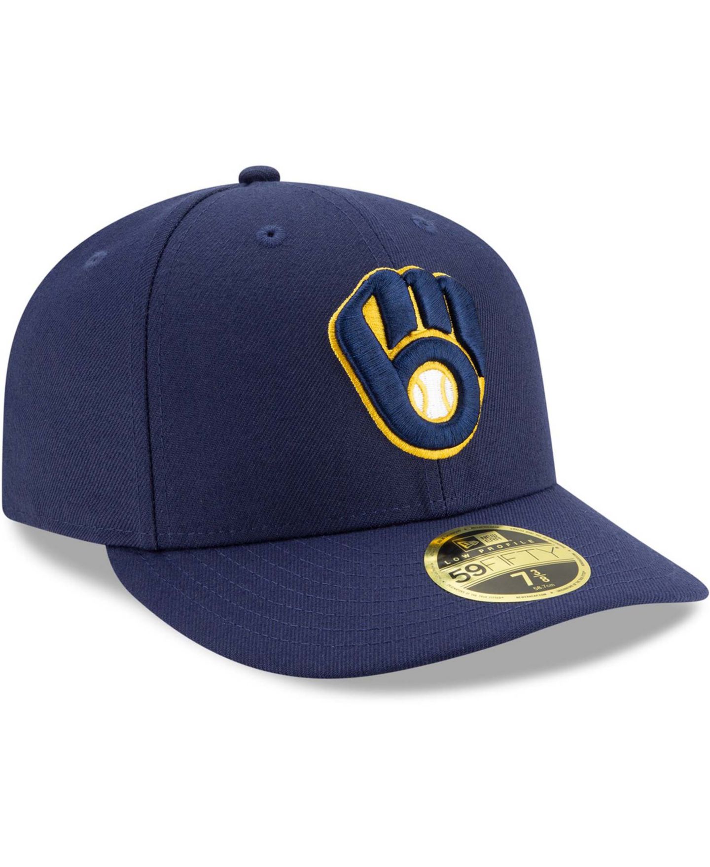 Мужская кепка New Era Navy Milwaukee Brewers Authentic Collection On-Field Low Profile 59Fifty Fitted Hat — фото 4