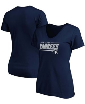 Women's Fanatics Branded Navy New York Yankees Official Logo V-Neck Long Sleeve T-Shirt