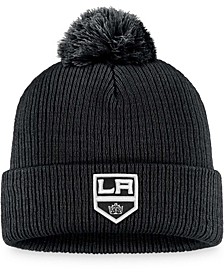 Men's Black Los Angeles Kings Core Primary Logo Cuffed Knit Hat with Pom