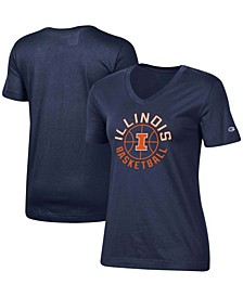 Women's Navy Illinois Fighting Illini Basketball V-Neck T-shirt
