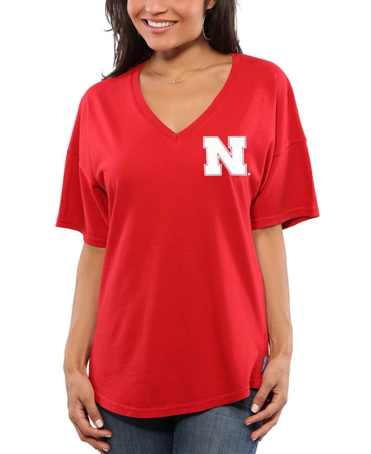 Women's Scarlet Nebraska Huskers Spirit Jersey Oversized T-shirt - Scarlet