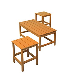 Outdoor Patio Adirondack Coffee and Side Table Set, 3 Piece