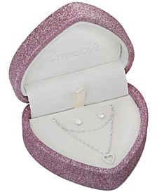 2-Pc. Set Cubic Zirconia Open Heart Pendant Necklace & Stud Earrings in Sterling Silver, Created for Macy's