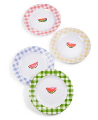 Martha Stewart Collection - BBQ Watermelon Melamine Dinner Plates, Set of 4, Created for Macy's