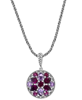 EFFY Collection - Amethyst (2-3/8 ct. t.w.) & Rhodolite (6 ct. t.w.) Cluster 18" Pendant Necklace in Sterling Silver