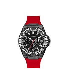 Men's Red Silicone Strap Watch 47mm