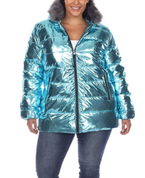 Женские худи White Mark Plus Size Metallic Puffer Coat with