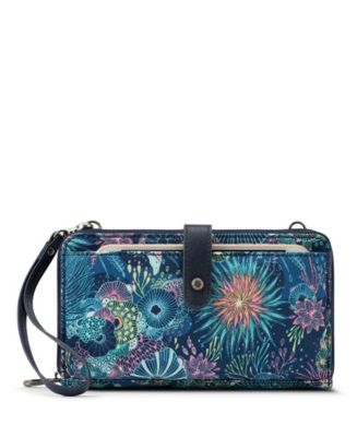 Sakroots Eco-Twill Smartphone Crossbody Bag Wallet Gray Floral