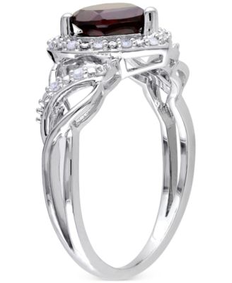 Rhodolite Garnet (1-3/8 ct. t.w.) & Diamond (1/10 ct. t.w.) Heart Ring in Sterling Silver
