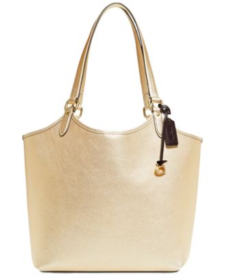 coach gold metallic tote bag