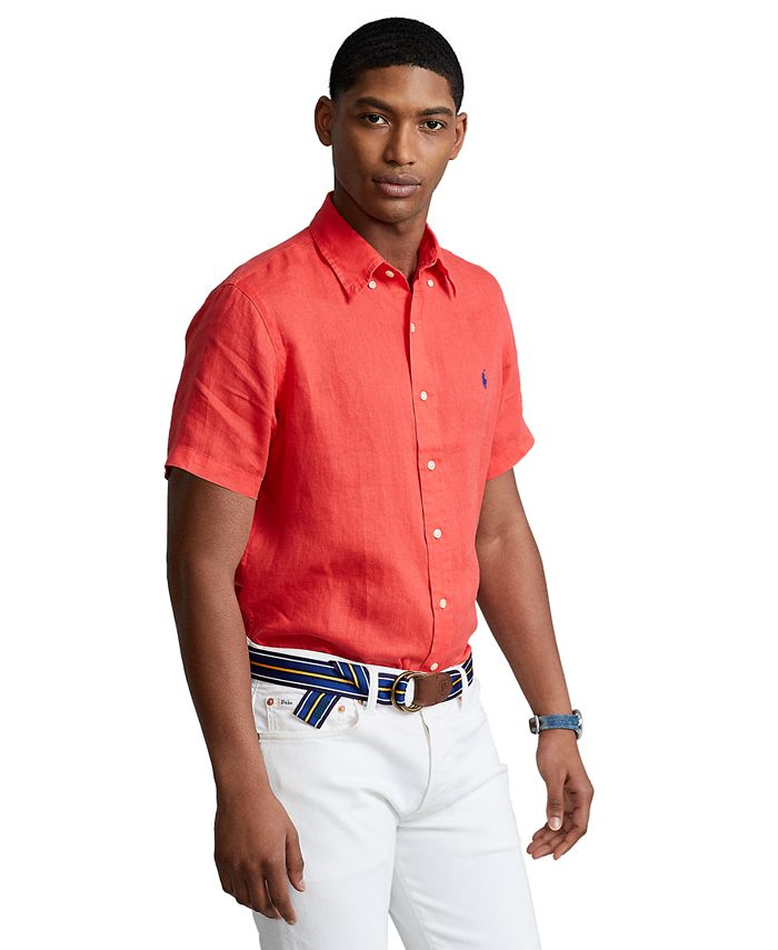 Polo Ralph Lauren Men's Short-Sleeve Linen Button-Up Reviews - Casual Button-Down Shirts - - Macy's