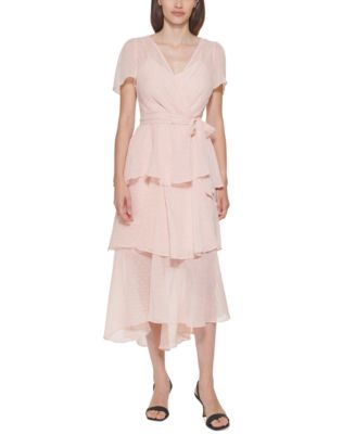Calvin Klein Clip-Dot Tiered-Ruffle Dress & Reviews - Dresses - Women -  Macy's