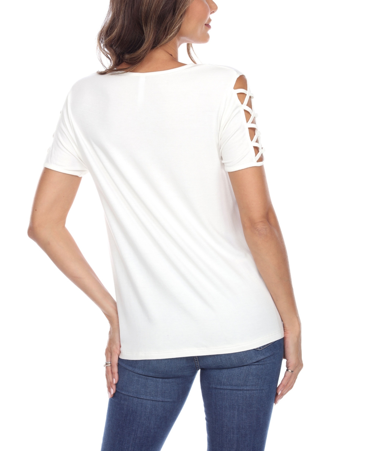 Women's Keyhole Neck Cutout Short Sleeve Top