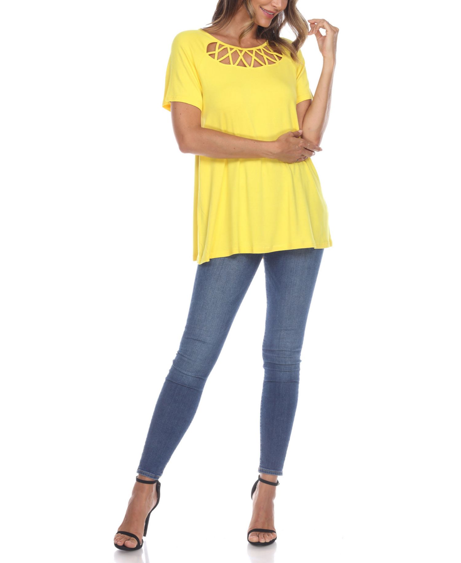 Plus Size Crisscross Cutout Short Sleeve Top